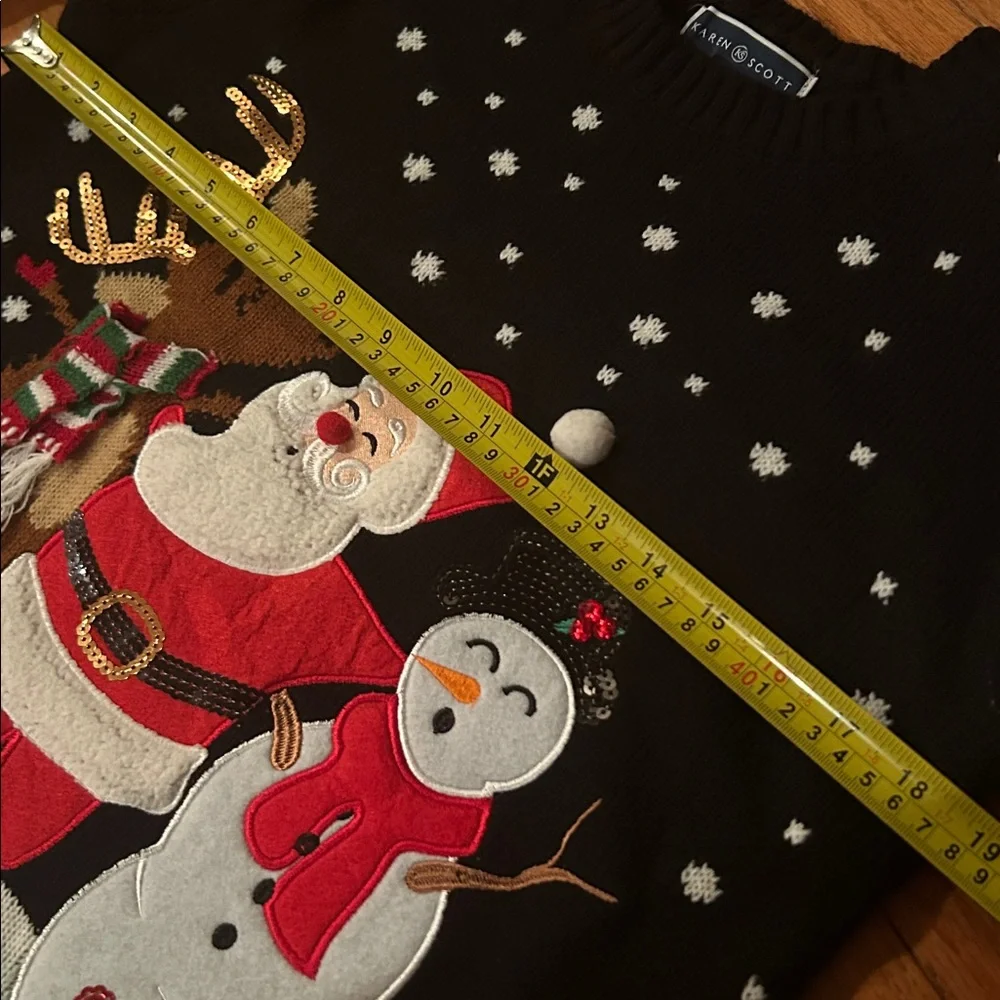 Karen Scott Embellished Singing Santa Christmas Sweater S